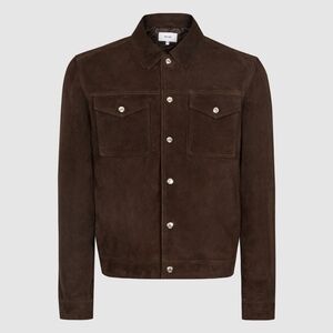 Reiss Jagger Trucker Jacket Chocolate Brown - S